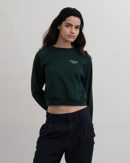 100% Organic Cotton Cropped Sweatshirt (Green)