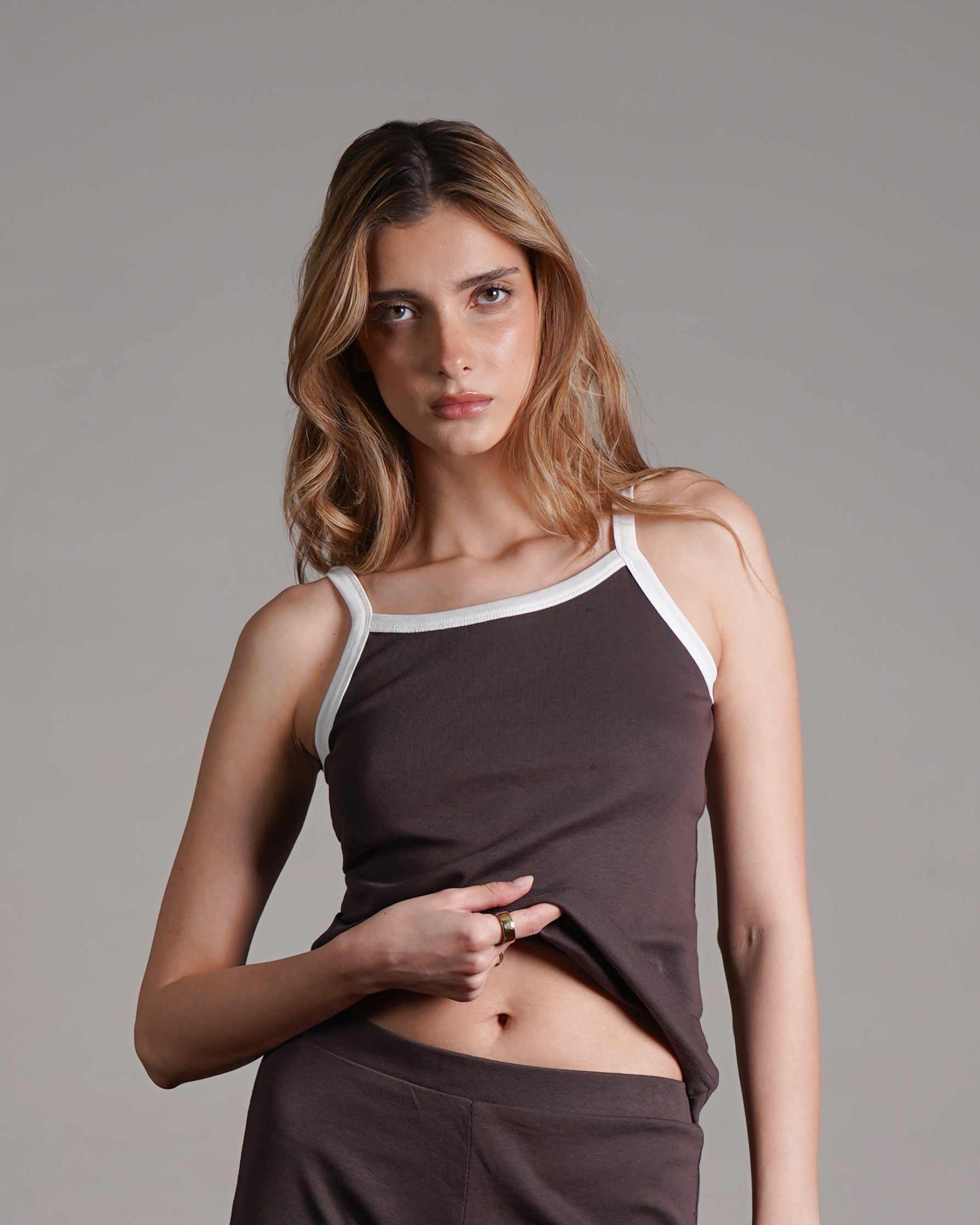 rin　Cotton Pile Cup Cami Ringer Cami Tank 100% Cotton – Uniform Apparel