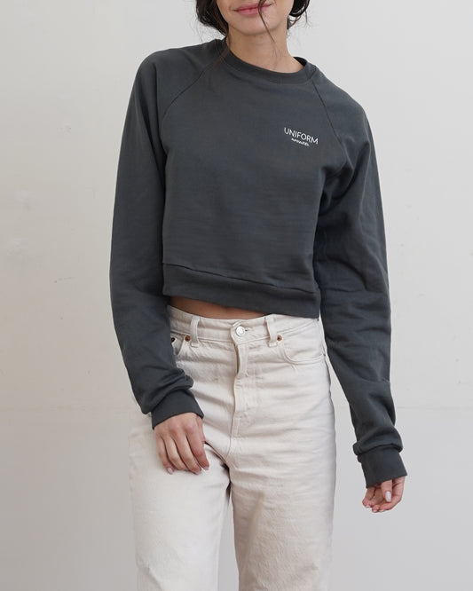 100% Organic Cotton Cropped Sweatshirt (Grey)