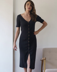 שמלת  מידי 100% כותנה ריב עם כפתורים