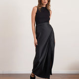 חצאית סאטן 100% משי אורך מקסי