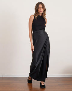 חצאית סאטן 100% משי אורך מקסי