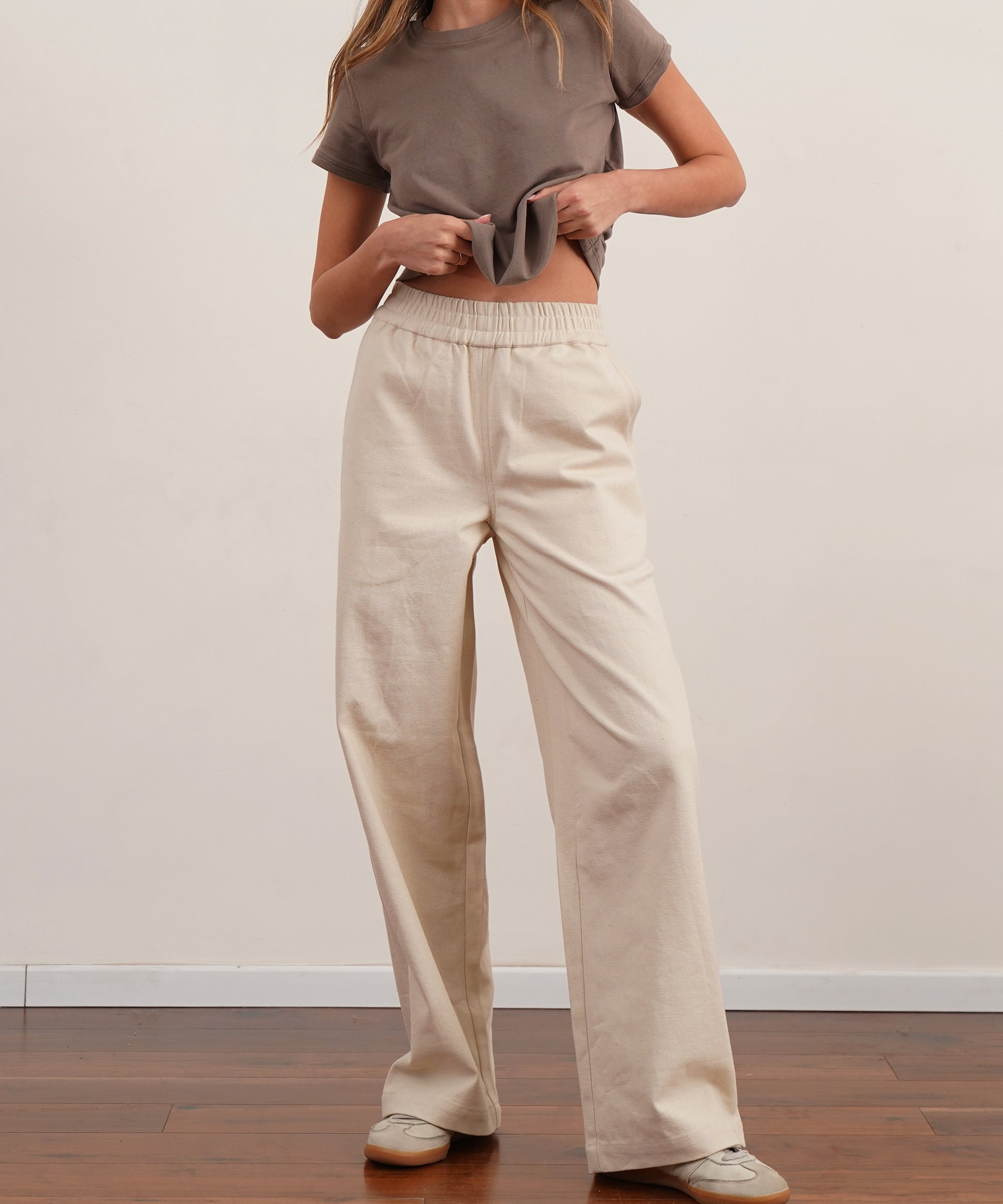Cotton Drill Wide Leg Pants