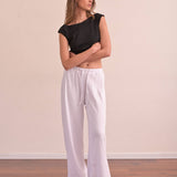 מכנס טריקו לבן 100% כותנה - בד ריב