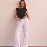 מכנס טריקו לבן 100% כותנה - בד ריב