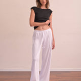 מכנס טריקו לבן 100% כותנה - בד ריב