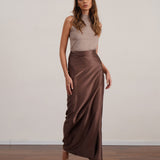 חצאית סאטן 100% משי אורך מקסי