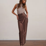 חצאית סאטן 100% משי אורך מקסי