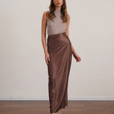 חצאית סאטן 100% משי אורך מקסי