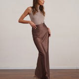 חצאית סאטן 100% משי אורך מקסי