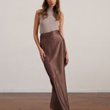 חצאית סאטן 100% משי אורך מקסי