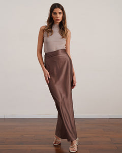 חצאית סאטן 100% משי אורך מקסי