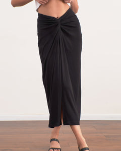 100% Cotton Rib Twist Front Skirt