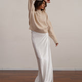 חצאית סאטן 100% משי אורך מקסי