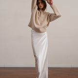 חצאית סאטן 100% משי אורך מקסי