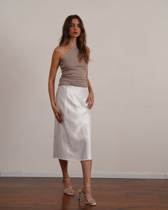 חצאית סאטן 100% משי אורך מידי