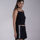 Side Stripe Rib Shorts 100% Cotton
