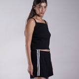 Side Stripe Rib Shorts 100% Cotton