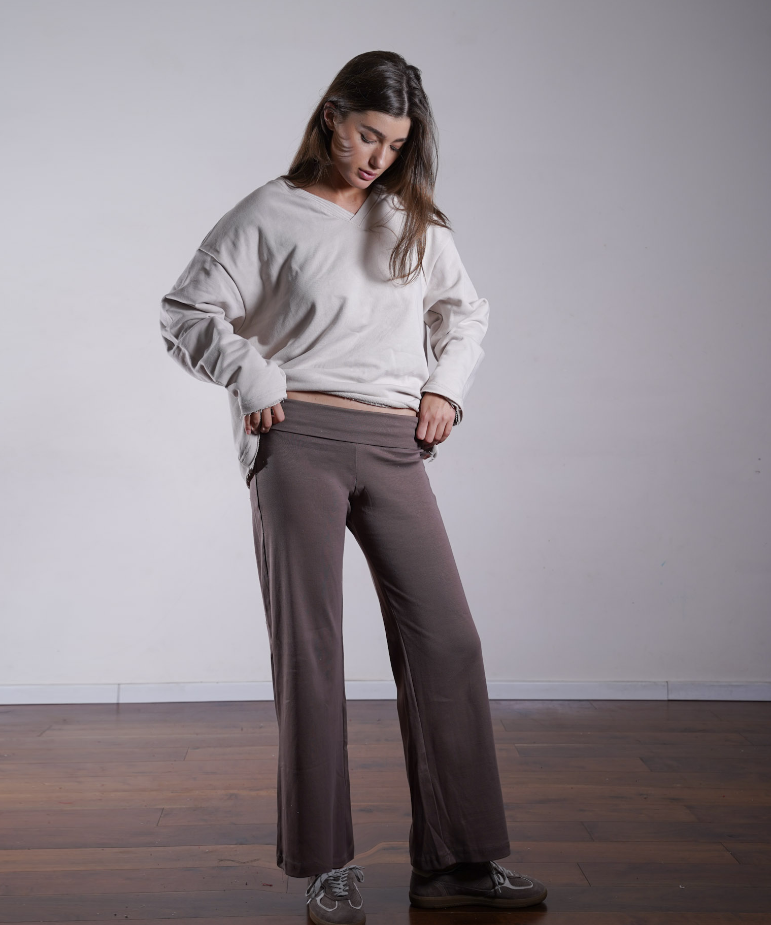 Foldover Yoga Pants 100% Cotton