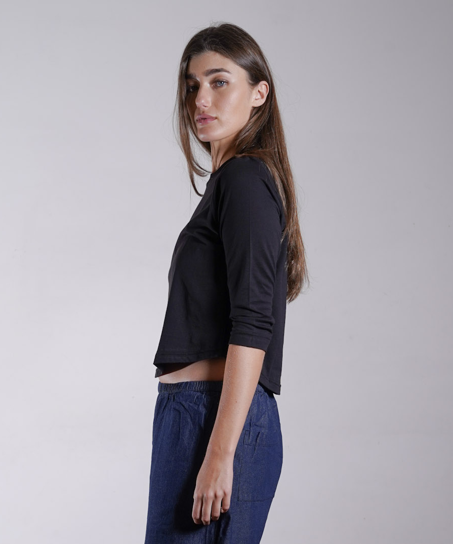 Three Quarter Sleeve Jersey Top 100% Cotton