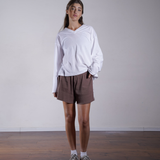 Side Stripe Rib Shorts 100% Cotton