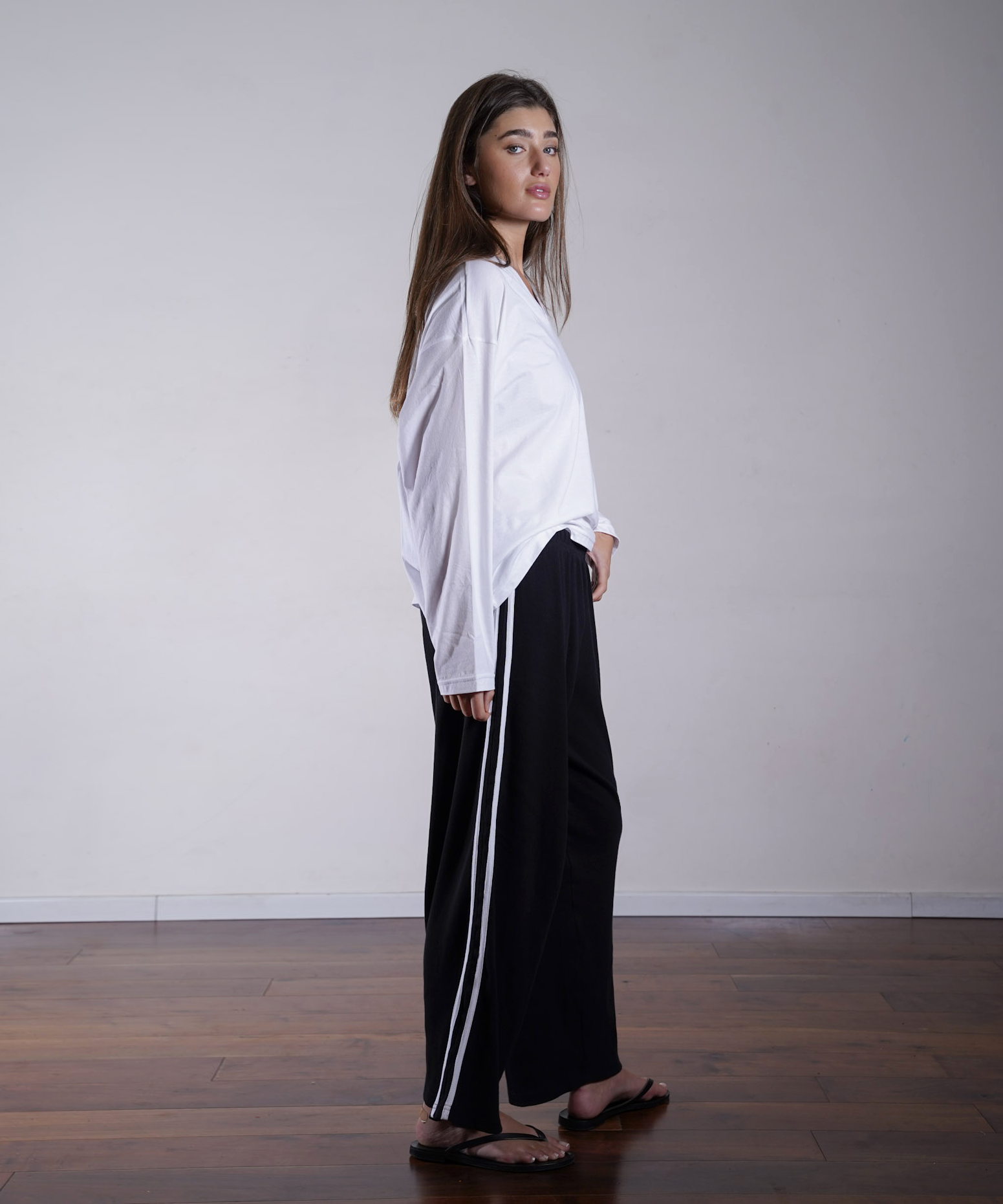 Side Stripe Rib Pants 100% Cotton