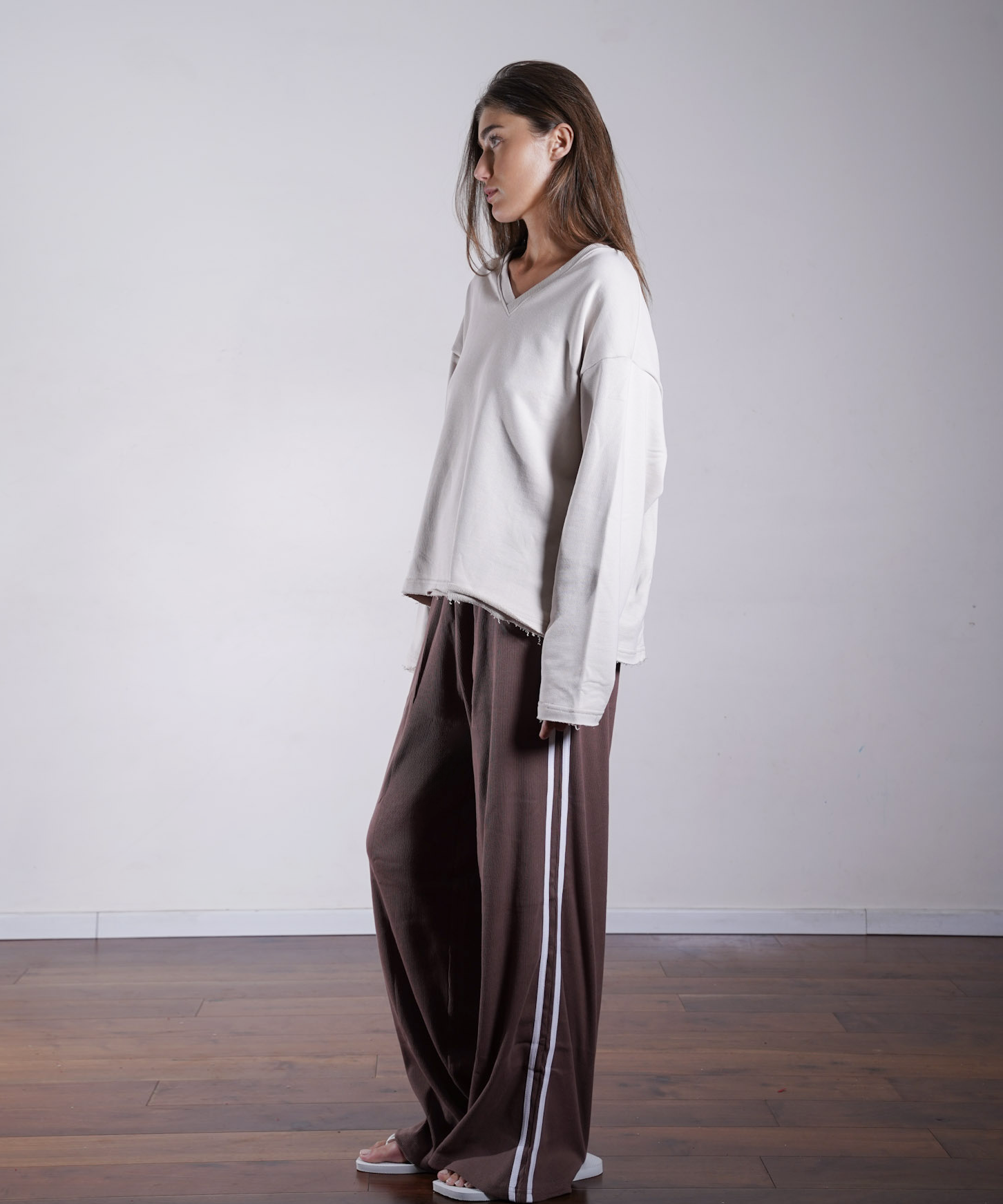 Side Stripe Rib Pants 100% Cotton