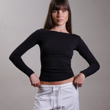 Off Shoulder Jersey Fitted Top 100% Cotton
