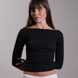 Off Shoulder Jersey Fitted Top 100% Cotton