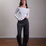 Off Shoulder Jersey Fitted Top 100% Cotton