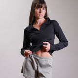 Collared Long-Sleeve Top 100% Cotton
