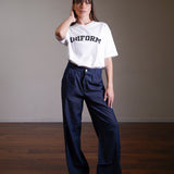 Pleated Denim Trousers 100% Cotton