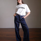 Pleated Denim Trousers 100% Cotton