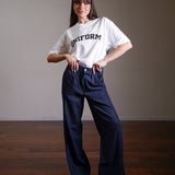 Pleated Denim Trousers 100% Cotton