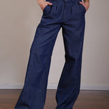 Pleated Denim Trousers 100% Cotton