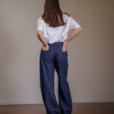 Pleated Denim Trousers 100% Cotton
