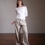 Pleated Linen Trousers 100% Linen