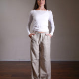 Pleated Linen Trousers 100% Linen
