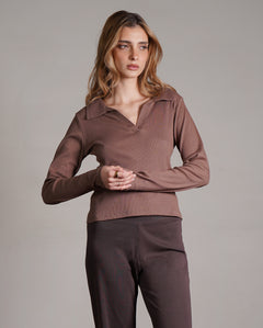 חולצת קולר ארוכה 100% כותנה