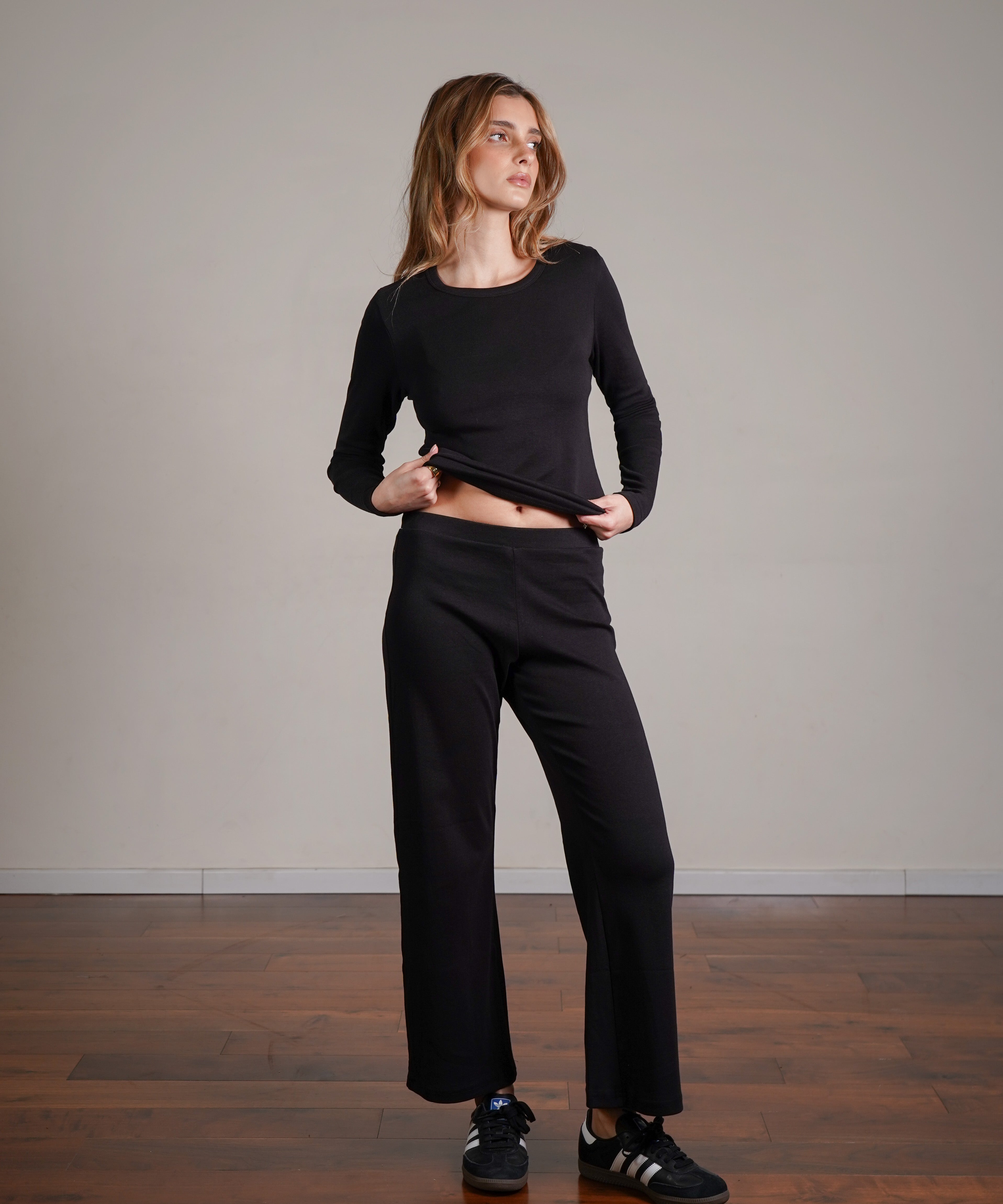 מכנס יוגה קרופ 100% כותנה