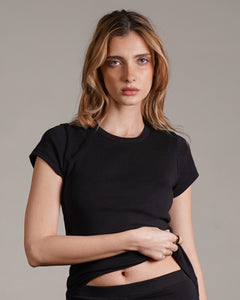 Black Basic Tee 100% Cotton on model