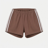 Side Stripe Rib Shorts 100% Cotton
