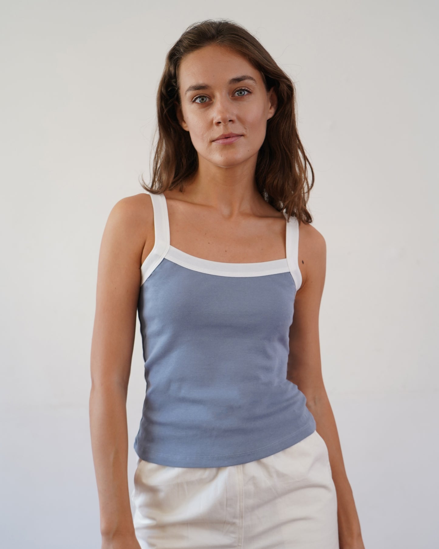 100% Cotton Contrast Strap Cotton Tank