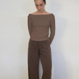 חולצת אוף שולדר שרוול ארוך 100% כותנה