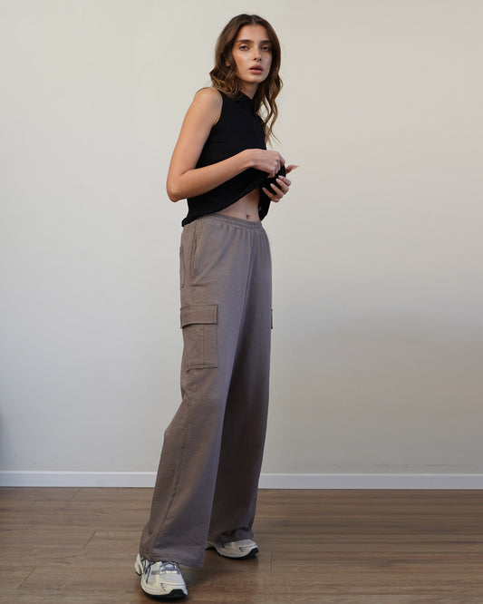 100% Cotton French Terry Cargo Pants