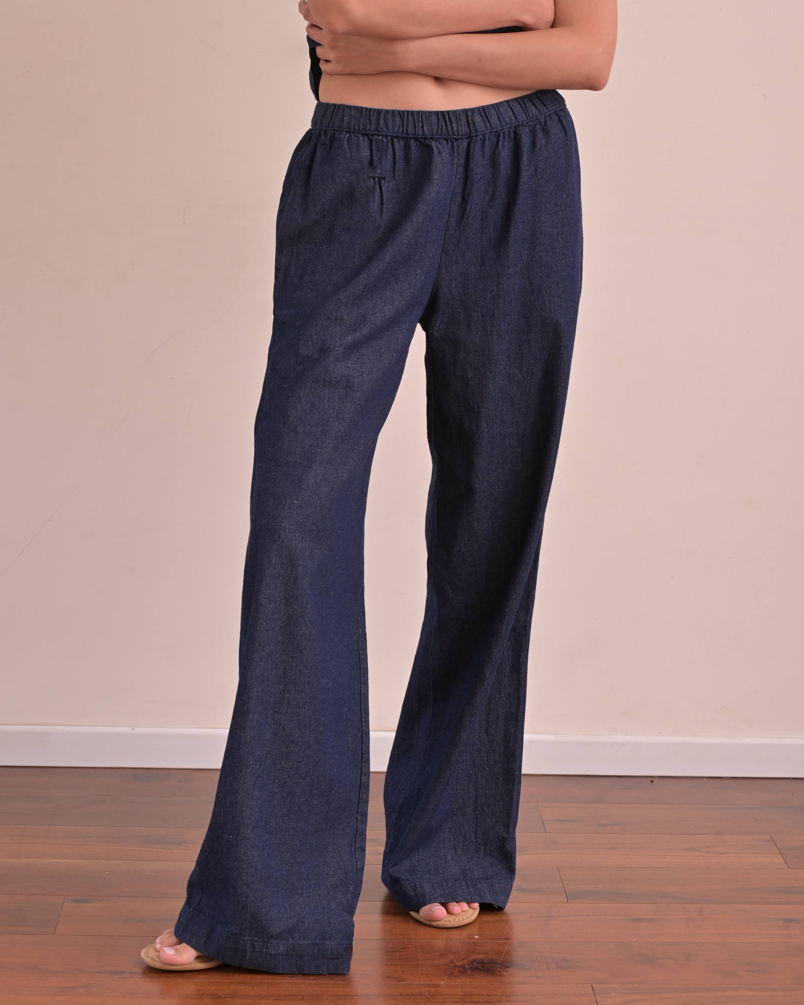 Blue Denim Pants 100% Cotton on model