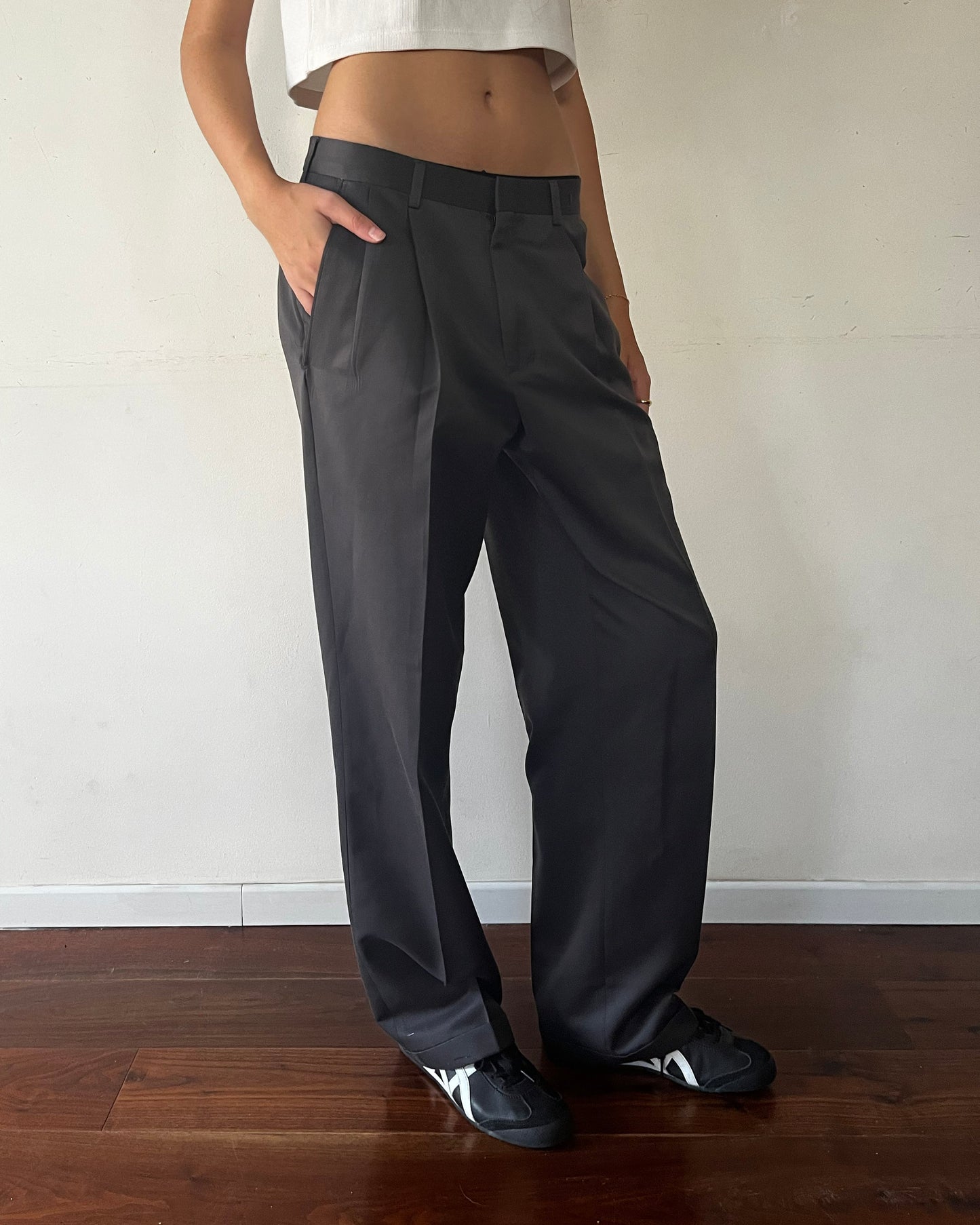 Grey Pleated Trousers