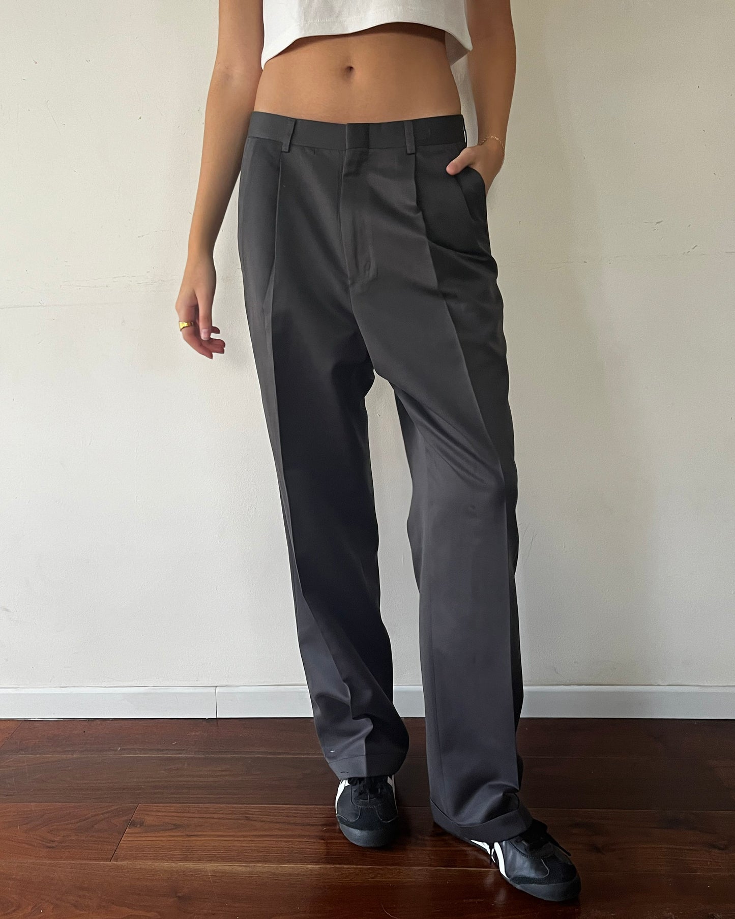 Grey Pleated Trousers