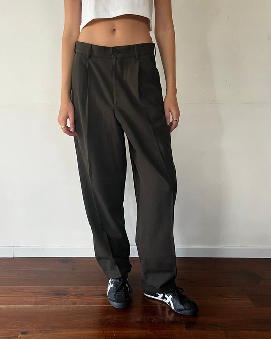 Olive Green Pleated Vintage Pants