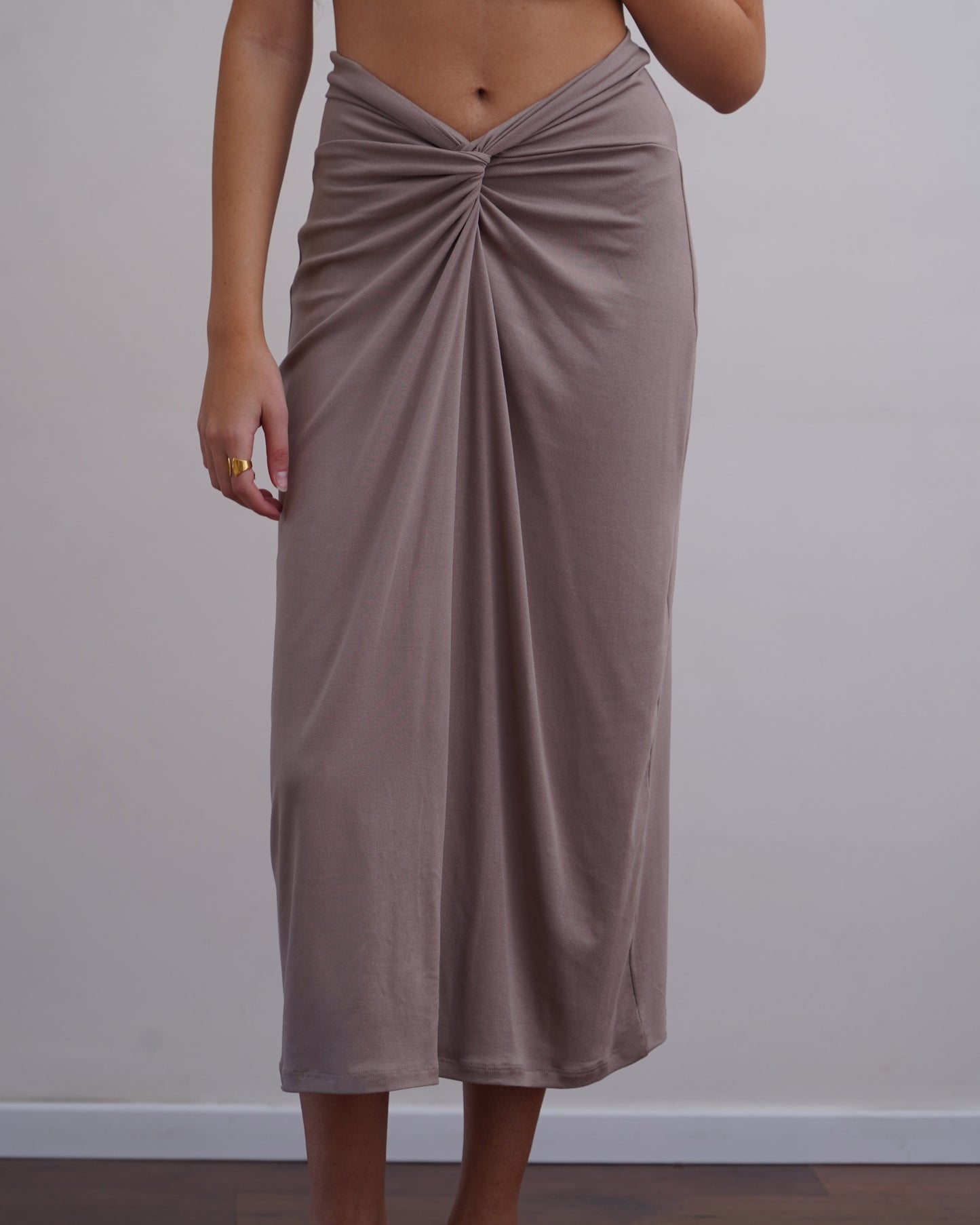 100% Cotton Rib Twist Front Skirt